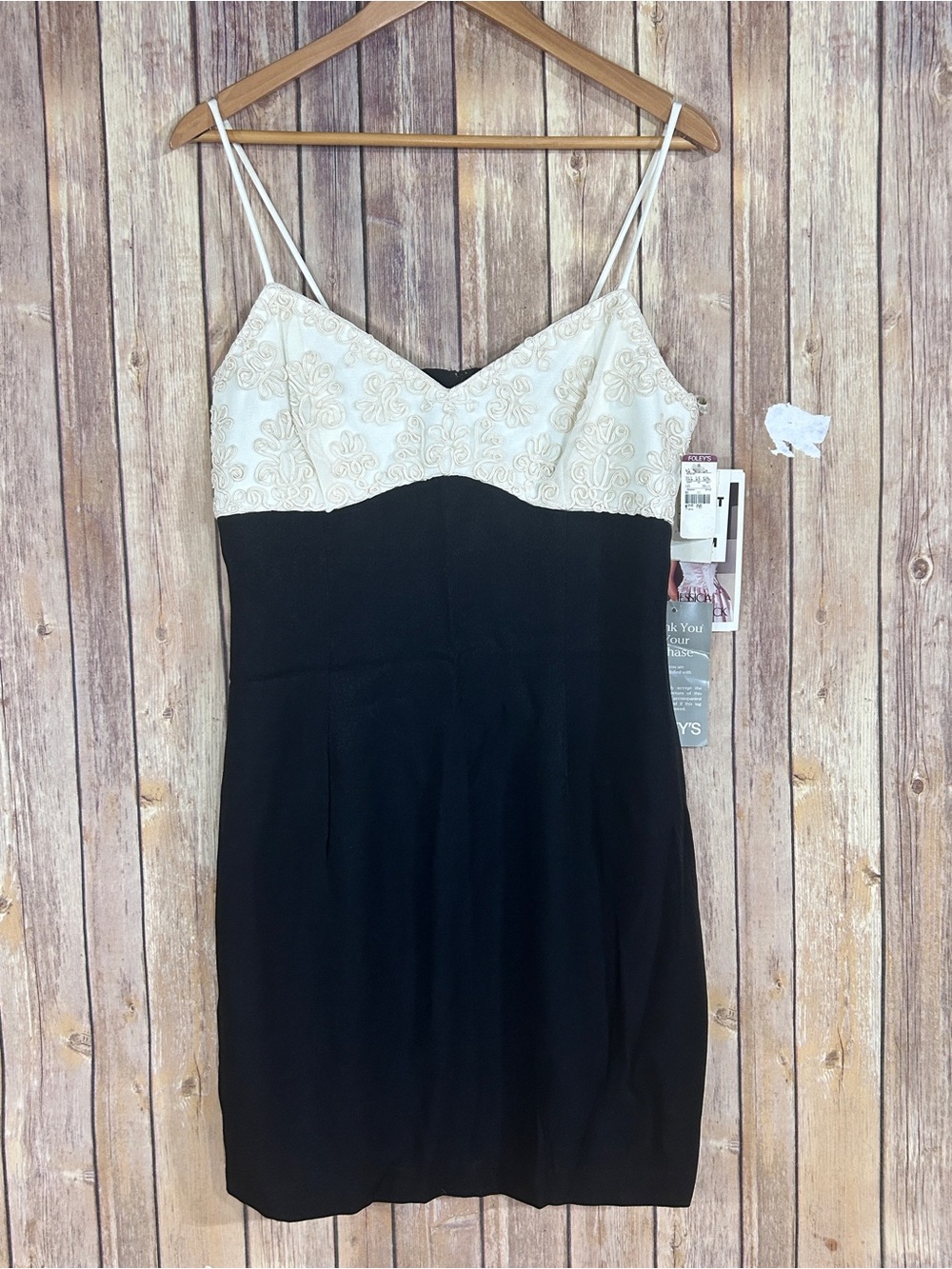 NWT Vintage Gunne Sax Black Ivory Mini Dress Size 13/14 cocktail homecoming